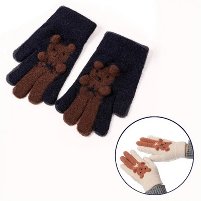 Wecute Χειμερινά Ζεστά Γάντια για Παιδιά Αγόρια Κορίτσια Γάντια με μοτίβο αρκούδας κινουμένων σχεδίων Παιδικά γάντια παιχνιδιού για 8-16 ετών Γάντια