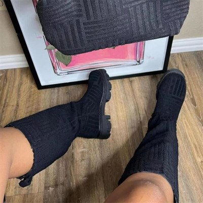 Naiste rätikuga puuvillased saapad 2023. aasta sügis, uued paksu tallaga soojad mootorrattasaapad 36–43 Moodsad seemisnahast rohelised pikad saapad