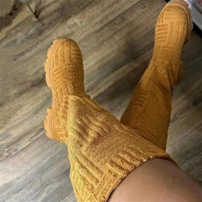 Naiste rätikuga puuvillased saapad 2023. aasta sügis, uued paksu tallaga soojad mootorrattasaapad 36–43 Moodsad seemisnahast rohelised pikad saapad