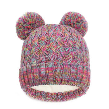 Νέο μωρό χειμωνιάτικο καπέλο γάντια κασκόλ Πλεκτό Fleece Pompom Kids Beanie Neck πιο ζεστό σκι Παιδικό καπέλο για αγόρια κορίτσια 1-6Y