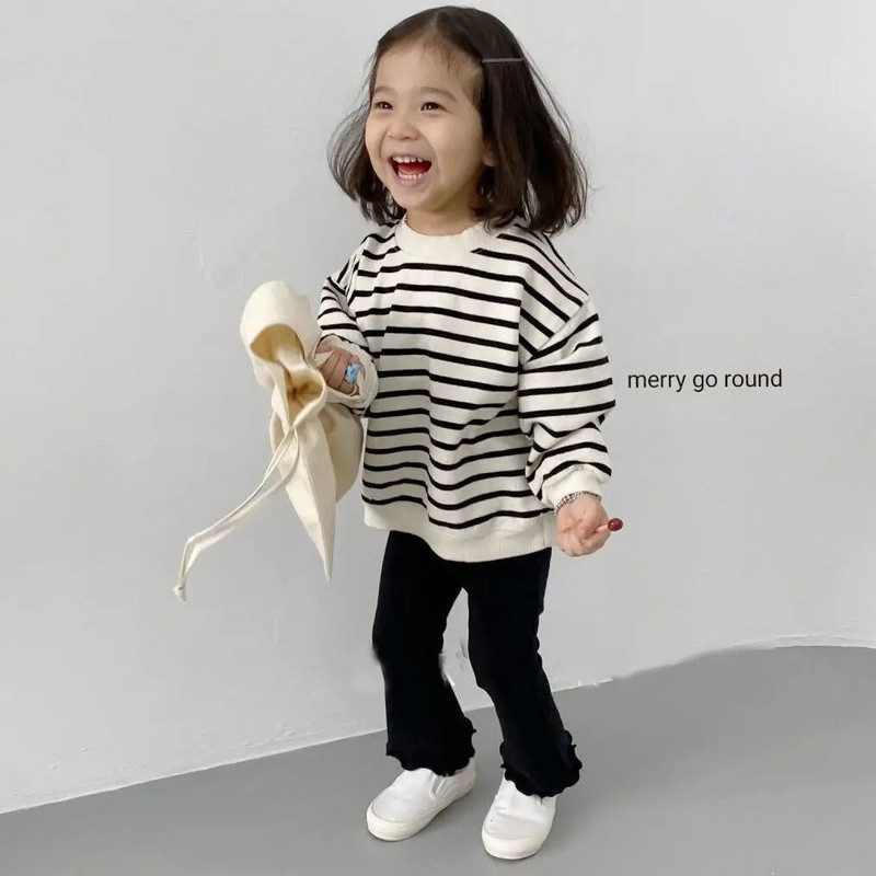 2023. aasta laste kevadsuvi tüdruk, kommivärvi, moodsad puidust kõrvad elastsed püksid vabaaja seljas retuusid õhukesed lasteriided