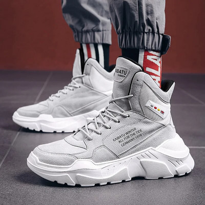 Férfi téli hócsizmák meleg boka alkalmi cipők magas felső, vaskos tornacipők férfi kültéri lábbelik könnyű férfi vastag alsó cipők