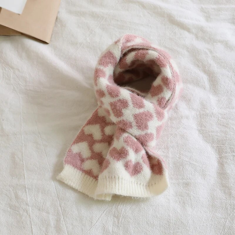 2 τμχ Γάντια κασκόλ για μωρά χειμωνιάτικο καπέλο Σετ χαριτωμένη καρδιά με στάμπα για νήπια Καπέλα από φλις κοραλλί για εξωτερικούς χώρους Ζεστά αξεσουάρ για βρέφη