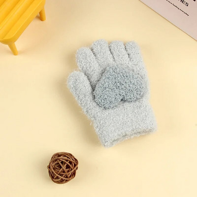 Winter Coral Fleece Παιδικά κοντά γάντια Thicken Children Baby Love Λούτρινα γούνινα γάντια με όλο δάχτυλα Φθινοπωρινό θερμαντήρα χεριών για 1-8 χρόνια