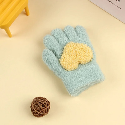 Winter Coral Fleece Παιδικά κοντά γάντια Thicken Children Baby Love Λούτρινα γούνινα γάντια με όλο δάχτυλα Φθινοπωρινό θερμαντήρα χεριών για 1-8 χρόνια