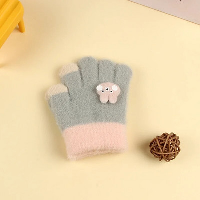 Winter Coral Fleece Παιδικά κοντά γάντια Thicken Children Baby Love Λούτρινα γούνινα γάντια με όλο δάχτυλα Φθινοπωρινό θερμαντήρα χεριών για 1-8 χρόνια