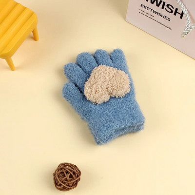 Winter Coral Fleece Παιδικά κοντά γάντια Thicken Children Baby Love Λούτρινα γούνινα γάντια με όλο δάχτυλα Φθινοπωρινό θερμαντήρα χεριών για 1-8 χρόνια