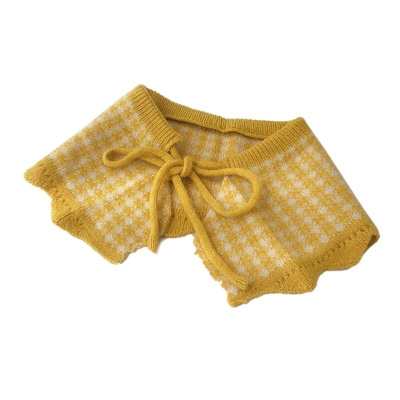 Pletená detská šatka, detský šál, golier, náhrdelník pre dievčatá, kockované šatky, jeseň/zima, detský mriežkový nákrčník s podbradníkom