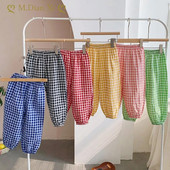 Παιδικά ρούχα 2023 Βρεφικά καλοκαιρινά Παιδικά παντελόνια Διπλό βαμβακερό μαλακό καρό casual παντελόνι αγόρι κορίτσι Παντελόνι κατά των κουνουπιών LOOSE