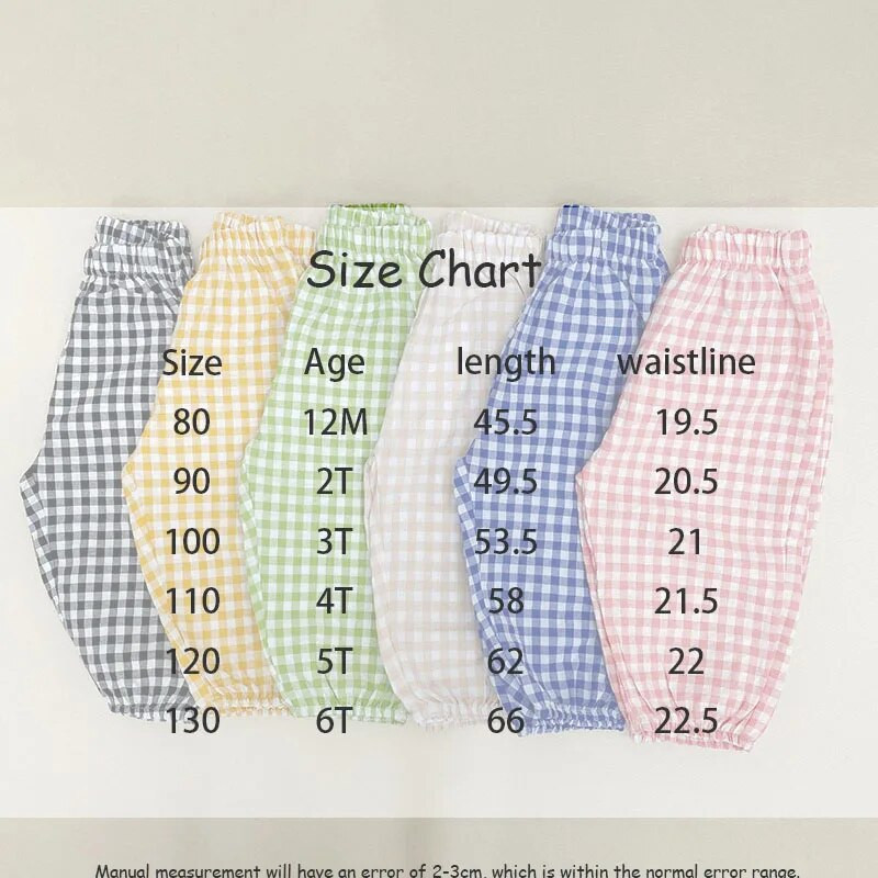 Παιδικά ρούχα 2023 Βρεφικά καλοκαιρινά Παιδικά παντελόνια Διπλό βαμβακερό μαλακό καρό casual παντελόνι αγόρι κορίτσι Παντελόνι κατά των κουνουπιών LOOSE