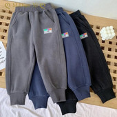 Laste plüüsist paksendatud püksid poiste ja tüdrukute vabaaja püksid, beebi ühes tükis fliis fliis soojad dressipüksid sügis ja talv