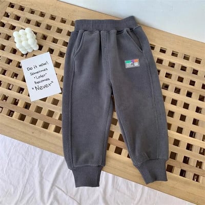 Laste plüüsist paksendatud püksid poiste ja tüdrukute vabaaja püksid, beebi ühes tükis fliis fliis soojad dressipüksid sügis ja talv