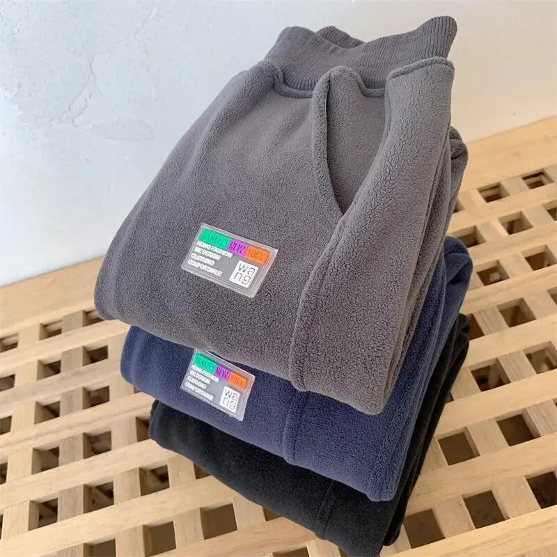 Laste plüüsist paksendatud püksid poiste ja tüdrukute vabaaja püksid, beebi ühes tükis fliis fliis soojad dressipüksid sügis ja talv