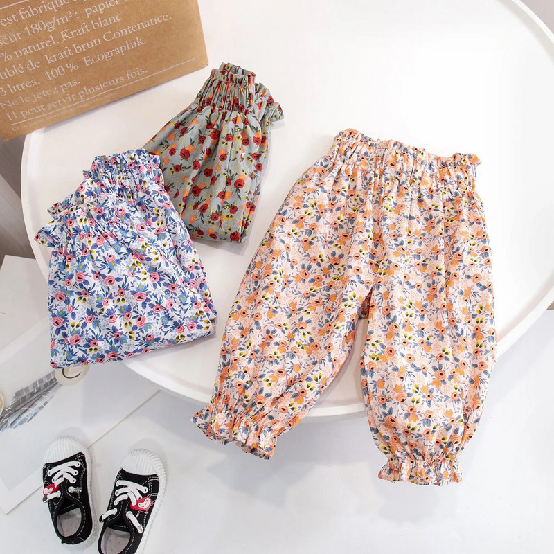 Îmbrăcăminte pentru copii, vară, bumbac, pantaloni cu lampă florală, pantaloni cu aer condiționat, pantaloni anti-țânțari pentru femeie, bebeluși, copii