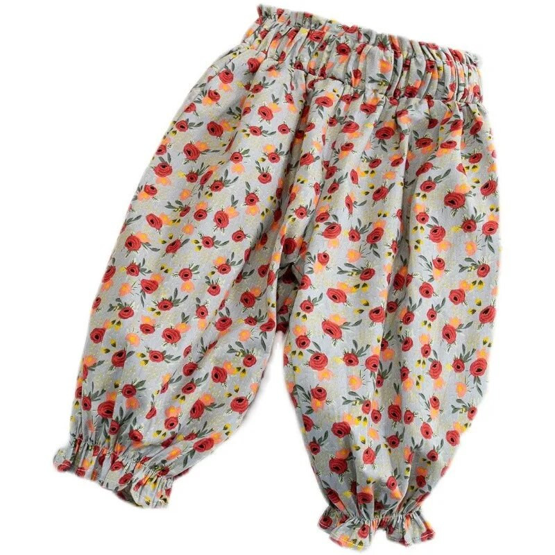 Îmbrăcăminte pentru copii, vară, bumbac, pantaloni cu lampă florală, pantaloni cu aer condiționat, pantaloni anti-țânțari pentru femeie, bebeluși, copii
