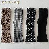 1-6T pentru copii mici Pantaloni pentru fetițe Pantaloni evazați cu imprimeu leopard la modă Îmbrăcăminte pentru sugari Pantaloni pentru copii Pantaloni streetwear