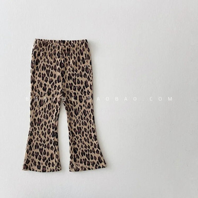 1-6T pentru copii mici Pantaloni pentru fetițe Pantaloni evazați cu imprimeu leopard la modă Îmbrăcăminte pentru sugari Pantaloni pentru copii Pantaloni streetwear