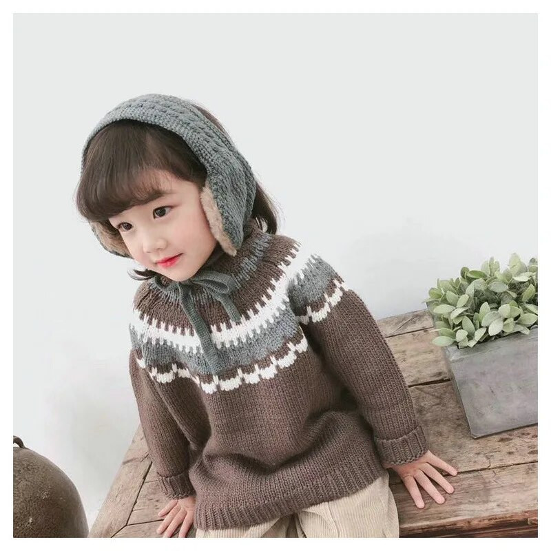 Κορεάτικο στυλ Χειμερινός παιδικός πλεκτός ωτοασπίδα καθαρού χρώματος βελούδο ζεστά κασκόλ Βρεφικά αγόρια κορίτσια Καπέλα Παιδικά κοστούμια Αξεσουάρ