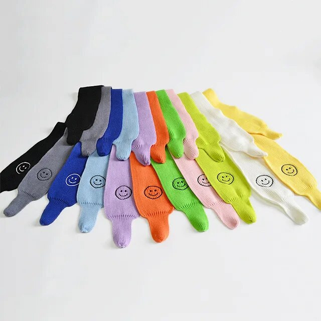 Φθινόπωρο Χειμώνας Παιδικά Κασκόλ Ζεστά μωρά αγόρια Κορίτσια Κασκόλ Χαριτωμένο χαμόγελο Πρόσωπο Μαλακό πλεκτό κασκόλ γιακάς Παιδικό δαχτυλίδι με τεντωμένο λαιμό