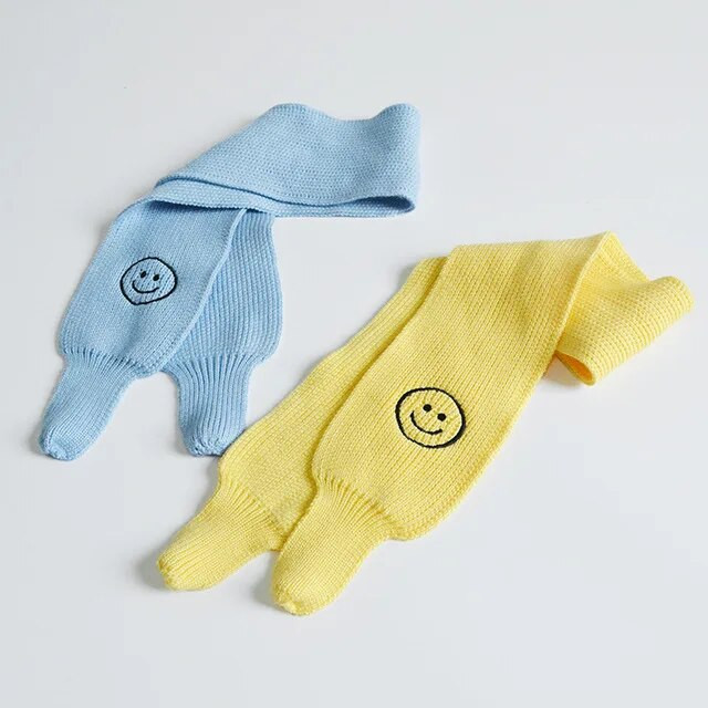 Φθινόπωρο Χειμώνας Παιδικά Κασκόλ Ζεστά μωρά αγόρια Κορίτσια Κασκόλ Χαριτωμένο χαμόγελο Πρόσωπο Μαλακό πλεκτό κασκόλ γιακάς Παιδικό δαχτυλίδι με τεντωμένο λαιμό