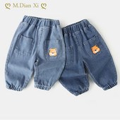 Bebeluși Copii Haine pentru copii Sugari Bebeluși Fete Animale drăguțe din desene animate Blugi casual Pantaloni Sport pentru băieți Blugi cu picioare late de 8-12 m