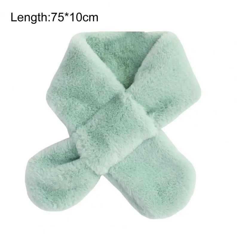 Μοντέρνο παιδικό κασκόλ Εκλεκτή χειροτεχνία Άνετο βελούδινο φουλάρι Φθινόπωρο Χειμώνας Απομίμηση διπλής όψης Φουλάρι από γούνα κουνελιού σταυρός γιακάς