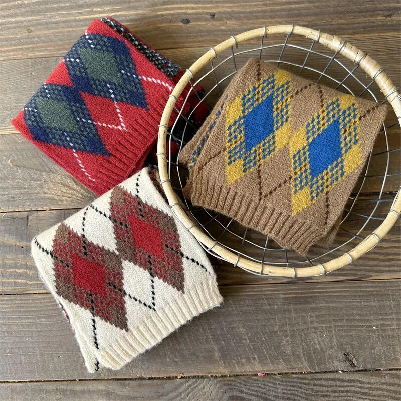 Νέο κλασικό καρό πλεκτό χειμωνιάτικο μωρό κασκόλ για κορίτσια αγόρια Παιδικά κασκόλ Κασκόλ Μακριά ζεστά Παιδικά σάλια περιτυλίγματος λαιμού Θερμότερα