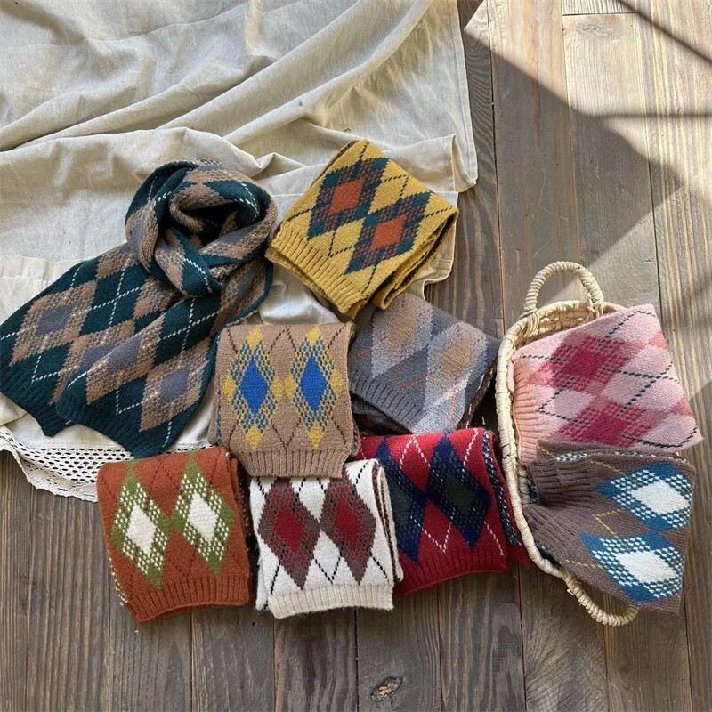 Νέο κλασικό καρό πλεκτό χειμωνιάτικο μωρό κασκόλ για κορίτσια αγόρια Παιδικά κασκόλ Κασκόλ Μακριά ζεστά Παιδικά σάλια περιτυλίγματος λαιμού Θερμότερα