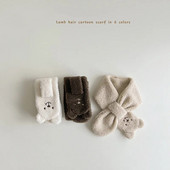 1 τεμάχιο Κορεατικής μόδας Παιδικό κασκόλ Simplicity Cartoon Bear-Κουνέλι Κασκόλ για μικρό αγόρι αγόρι Υπέροχο φθινοπωρινό, χειμωνιάτικο ζεστό μωρό κασκόλ