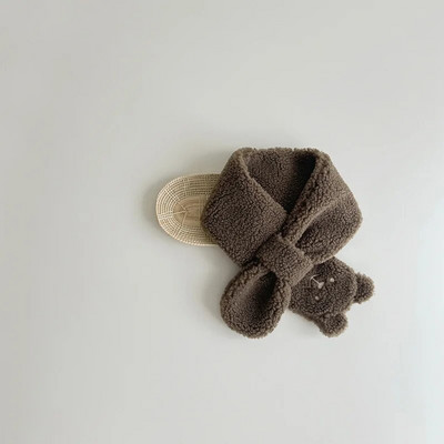 1 τεμάχιο Κορεατικής μόδας Παιδικό κασκόλ Simplicity Cartoon Bear-Κουνέλι Κασκόλ για μικρό αγόρι αγόρι Υπέροχο φθινοπωρινό, χειμωνιάτικο ζεστό μωρό κασκόλ