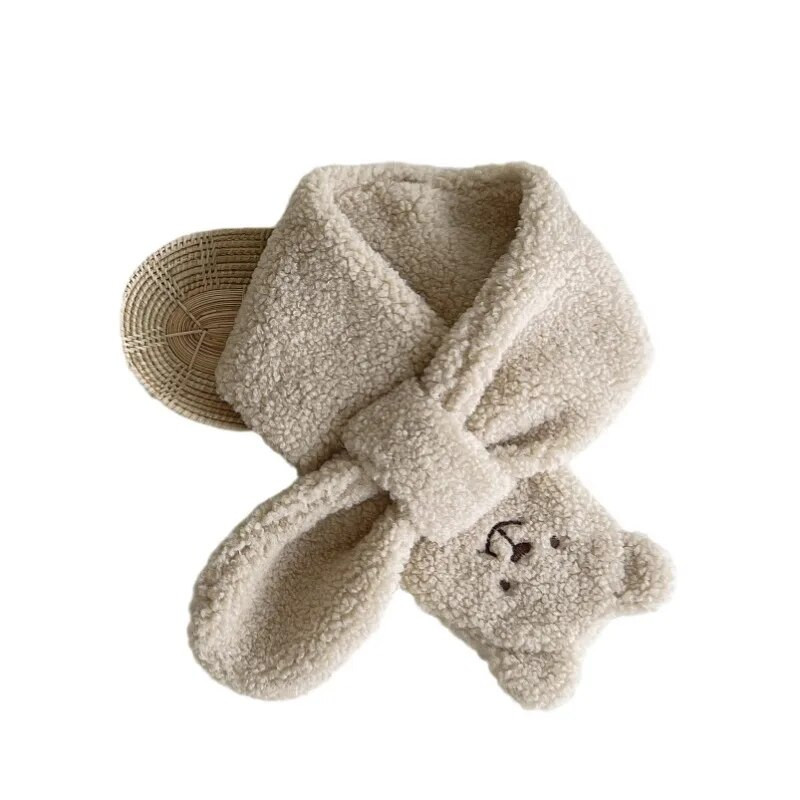 1 τεμάχιο Κορεατικής μόδας Παιδικό κασκόλ Simplicity Cartoon Bear-Κουνέλι Κασκόλ για μικρό αγόρι αγόρι Υπέροχο φθινοπωρινό, χειμωνιάτικο ζεστό μωρό κασκόλ