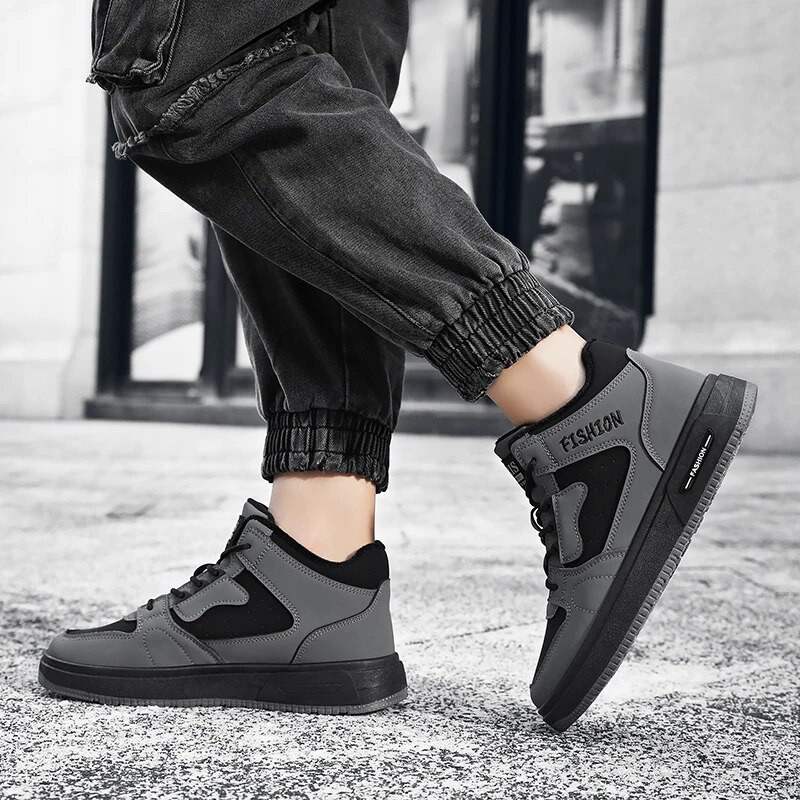 Plus Velvet Platform Boots 2023 Ανδρικά παπούτσια Χειμερινά ζεστά ανδρικά μποτάκια μέχρι τον αστράγαλο Μοντέρνα αντιολισθητικά άνετα κοντά μποτάκια