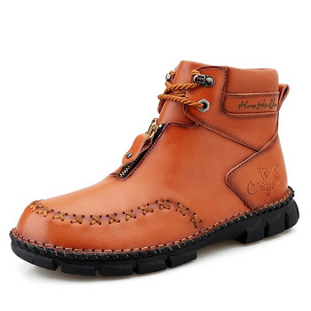 Плоски мъжки ботуши с цип 2023 Мъжки обувки Пролетни и есенни ботуши с връзки Модни водоустойчиви и устойчиви на износване къси ботуши