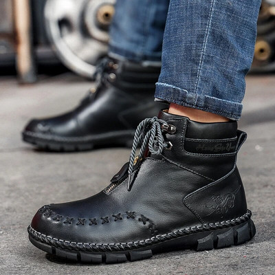 Cipzáras lapos férfi csizma 2023 férfi cipő tavaszi és őszi fűzős csizma Divatos vízálló és kopásálló rövid csizma