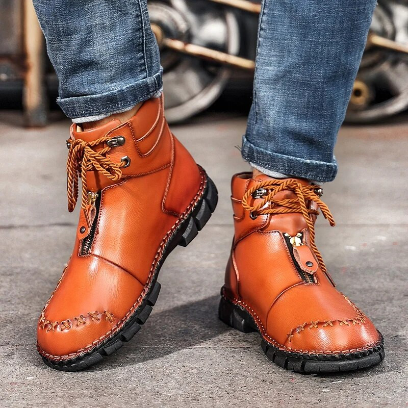 Cipzáras lapos férfi csizma 2023 férfi cipő tavaszi és őszi fűzős csizma Divatos vízálló és kopásálló rövid csizma