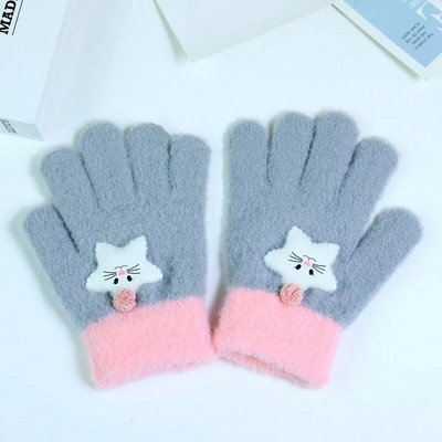 Uhiuus Laps Lapsed Beebi Tüdrukud Poisid Talvised Kootud Kindad Multifilm Soojad Kindad Väikelapsed Õues Multifilm Kassid Armsad Kindad