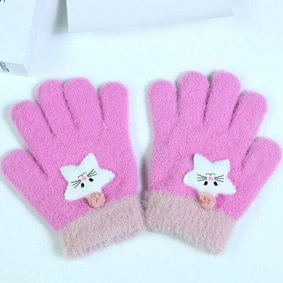 Uhiuus Laps Lapsed Beebi Tüdrukud Poisid Talvised Kootud Kindad Multifilm Soojad Kindad Väikelapsed Õues Multifilm Kassid Armsad Kindad