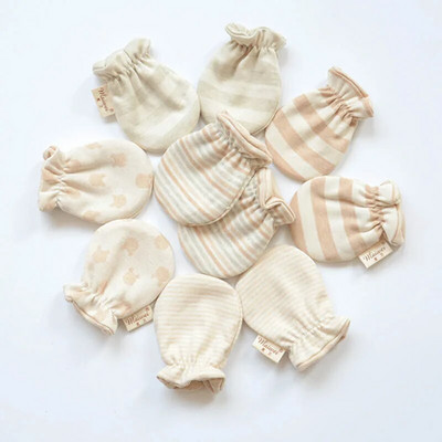 Νεογέννητα γάντια μωρού Βαμβακερά γάντια αντι-αρπαγής για αγόρι ρίγες πουά γάντι για παιδιά άνοιξη καλοκαίρι χαριτωμένα γάντια 0-2T