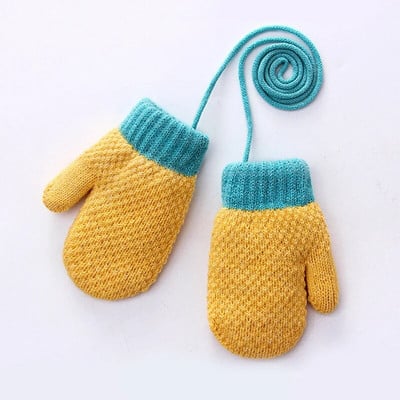 Uus saabumine Talvine Beebipoisid Tüdrukud Kootud Kindad Soojad Sõrmkindad Kindad Köiega Lastele Väikelapsed Lapsed 1-3a.