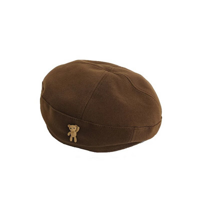 Μάλλινο καπέλο για κοριτσάκι Χειμερινό φθινόπωρο αρκουδάκι Κορεάτικο Παιδικό καπέλο για κορίτσια Αξεσουάρ Vintage παιδικά καπέλα μπερέ ρυθμιζόμενα 2-6Y