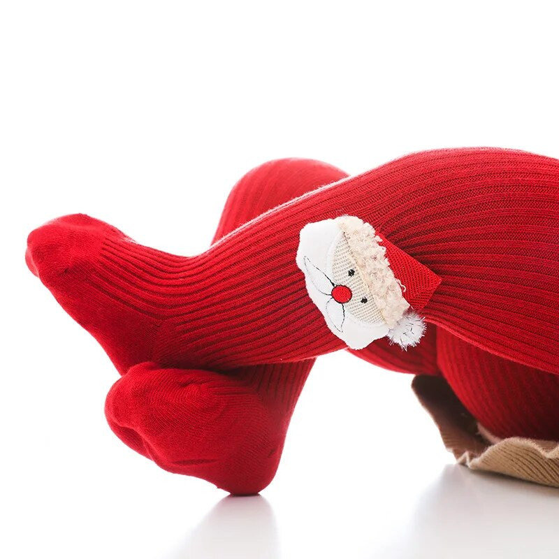 Anul Nou Fete Colanți roșii Copii Ciorapi de Crăciun Sosete lungi pentru copii mici Colanți pentru fetițe Chiloți pentru copii 0-6 ani