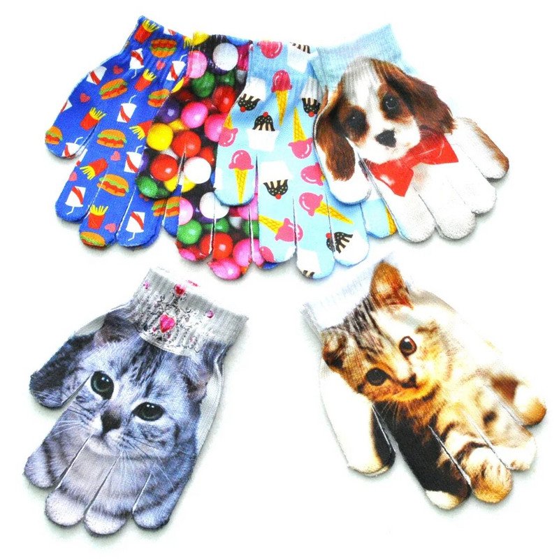 Παιδικά γάντια 5-11 ετών Νηπιαγωγείο Φοιτητής Χειμώνας Ζεστό μωρό 3D κουτάβι γάτα πλεκτά γάντια με πλήρη δάχτυλα Παιδικά γάντια πλεξίματος