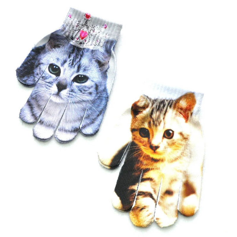 Παιδικά γάντια 5-11 ετών Νηπιαγωγείο Φοιτητής Χειμώνας Ζεστό μωρό 3D κουτάβι γάτα πλεκτά γάντια με πλήρη δάχτυλα Παιδικά γάντια πλεξίματος