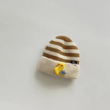 Γελοιογραφία Winter Baby Beanie Βαμβακερή φόδρα Παιδική πλεκτό καπέλο ριγέ αρκουδάκι Βρεφικό καπέλο κορεατικό βρεφικό καπό Αξεσουάρ για αγόρι για κορίτσια