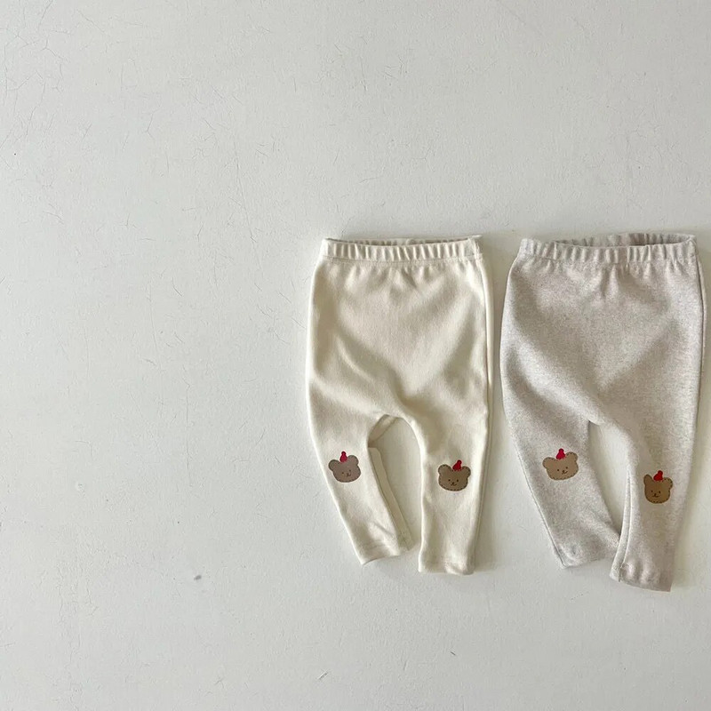 Nou-născuți în stil coreean pentru bebeluși, fete, urs, pantaloni skinny, pentru copii, din bumbac, elasticitate, pantaloni subțiri, nou-născuți, băieți, pantaloni elastici din desene animate