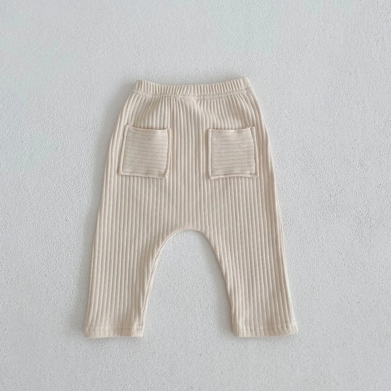 Kevad-sügis vastsündinu Pp-püksid Beebipüksid soonikkoes puuvillane kootud veniv Lihtsad säärised Tugevad imikupõhjad Laste vabaaja püksid
