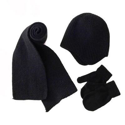 Set pălărie și mănuși căciulă caldă pentru bebeluși, șapcă și mănuși tricotate, eșarfă pentru sugari, pălărie, culoare uni, respirabil pentru copii mici, cadou de duș