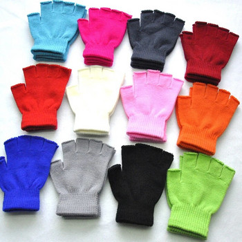 1 Ζεύγος παιδικά μαύρα γάντια χωρίς δάχτυλα για γυναίκες και άντρες Βαμβακερά γάντια μάλλινα πλεκτά καρπού χειμωνιάτικα ζεστά γάντια εργασίας