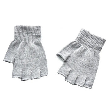 1 Ζεύγος παιδικά μαύρα γάντια χωρίς δάχτυλα για γυναίκες και άντρες Βαμβακερά γάντια μάλλινα πλεκτά καρπού χειμωνιάτικα ζεστά γάντια εργασίας