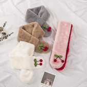 Cartoon Cherry Plush Beebi Sallid Sügis Talv Soe Karvane Imiku Sall Väikelapsele Pehme Paks Kunstkarusnahast Vastsündinud Tüdrukule Kaelarätik